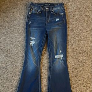 Miss Me Blue Distressed Flare Jeans